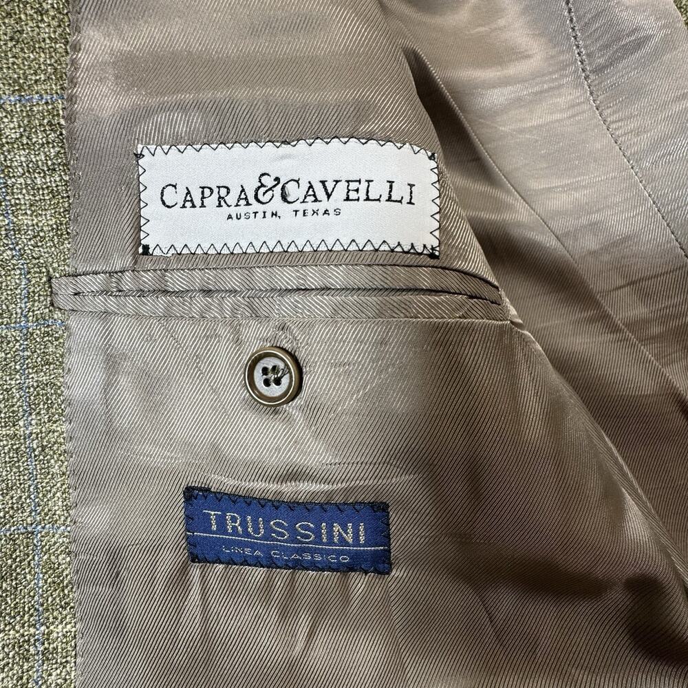 Trussini ETHOMAS Plaid Windowpane Linen/Silk/Wool Blazer Italy 46" Chest - Picture 5 of 9